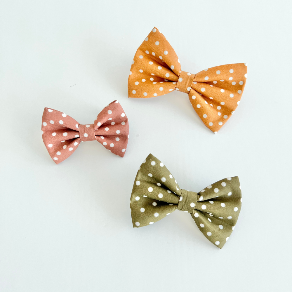 Autumn colour polka dot dog bow ties